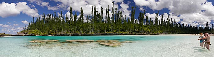 L'incroyable piscine naturelle de l'Île des Pins. I'île porte ce nom à cause de ses pins endémiques, en particulier, ses fameux pins colonnaires.
